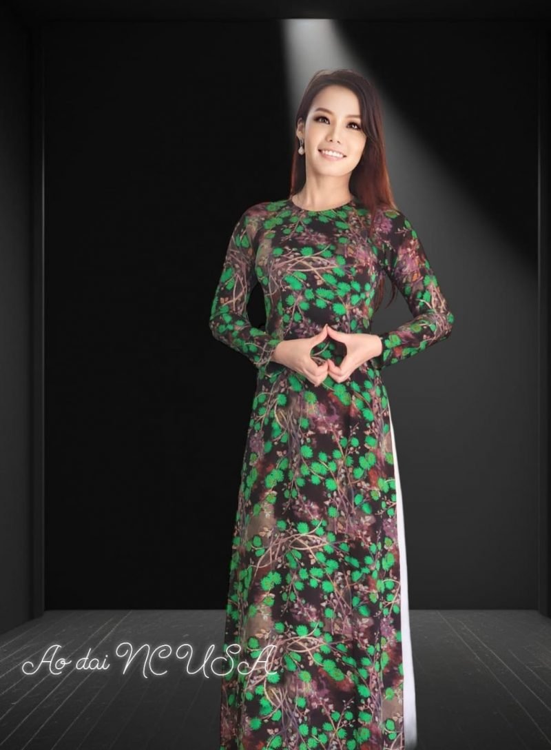 Ao Dai 132- Xanh Nâu - Image 5