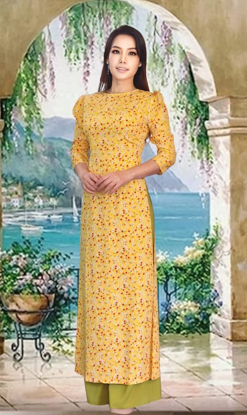 Ao Dai 143-Vàng Hoa Nhí - Image 2