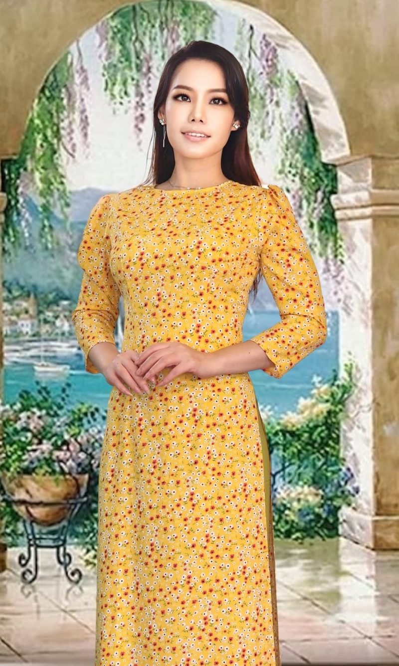 Ao Dai 143-Vàng Hoa Nhí